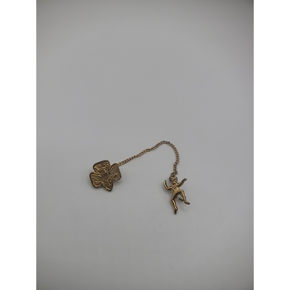 Antique Vintage .925 Sterling Silver GS Girl Scout Double Brooch Pin Jewelry - Picture 2 of 11